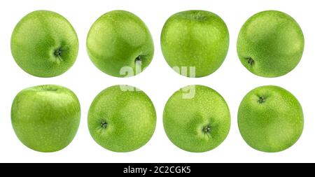 Green apple isolated on white background with clipping path, granny smith, collection Stock Photo