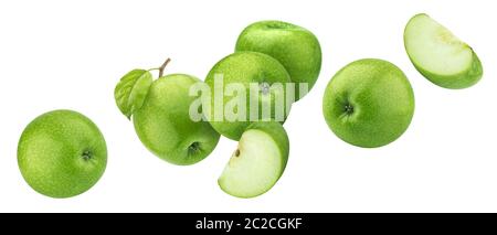 Green apples isolated on white background with clipping path Stock Photo