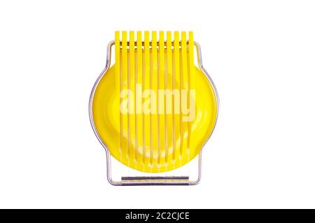 Egg cutter for cutting boiled eggs. Isolated on white background. Path selection. Stock Photo