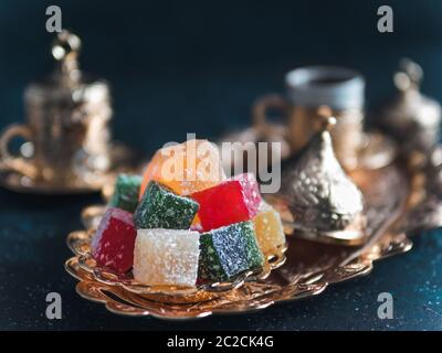 Turkish delight and turkish coffee Stock Photo