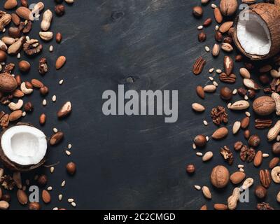 Background of mixed nuts with copy space Stock Photo