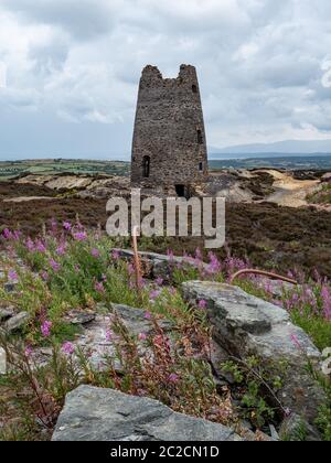 Parys Mountain (Mynydd Parys in Welsh) is a disused copper mine near the vilage of Amlwch on the island of Anglesey in north west Wales UK. Stock Photo