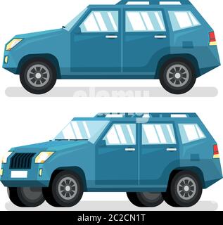 Blue SUV car in flat style Stock Vector