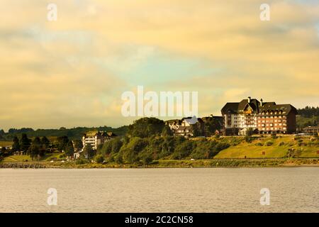 Morning at Puerto Varas on the shores of Lake Llanquihue, Chilean lake district, Chile Stock Photo