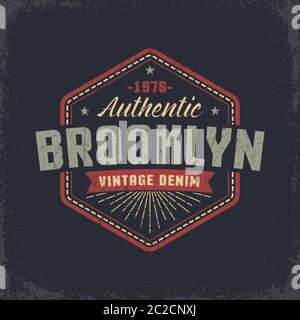 Authentic Brooklyn grunge retro design Stock Vector