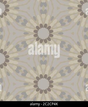Hand drawn kaleidoscope wagara damask seamless pattern. Modern japanese motif, hand drawn in soft grey pink ecru neutral tones. All over print for Stock Vector