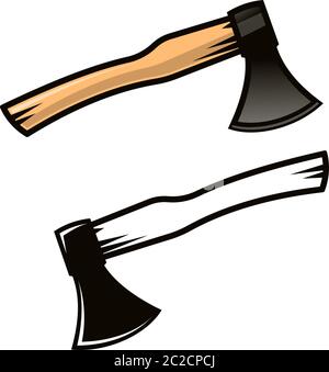 Carpenter axe in cartoon style Stock Vector