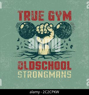 True gym - vintage sports poster for a fitness club Stock Vector