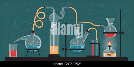 A complex chemical reaction Stock Vector