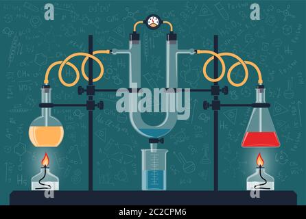 Composition of chemical flasks Stock Vector
