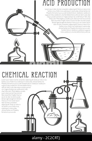 Composition of chemical flasks Stock Vector