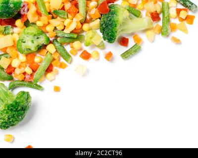 Frozen vegetables assorted isolated on whit Stock Photo