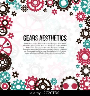 Frame template of colored gears and cogwheels Stock Vector