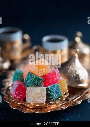 Turkish delight and turkish coffee Stock Photo