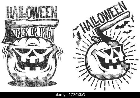 halloween logos in retro style Stock Vector