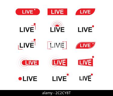 Live stream vector set. Online channel media Stock Vector