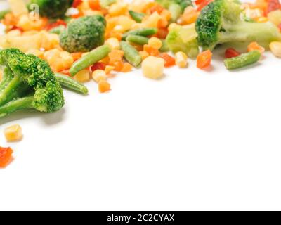 Frozen vegetables assorted isolated on whit Stock Photo