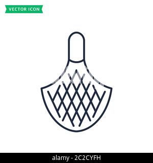 Mesh market bag - line icon isolated on a white background. Zero waste concept. Outline symbol of eco-friendly reusable string-bag. Vector sign. Stock Vector