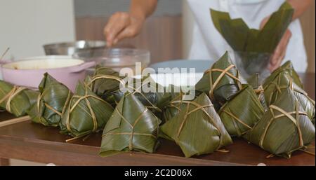 Stack on homemade rice dumpling at home Stock Photo