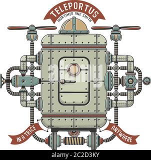 Steampunk fantastic machine for teleportation Stock Vector