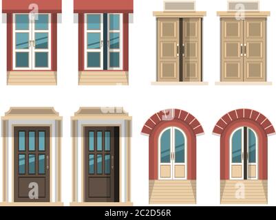 Different opened and closed doors Stock Vector