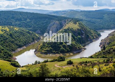 Meanders of the Uvac River, Serbia. Stock Photo