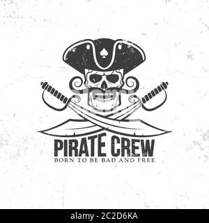 Jolly Roger skull in a hat and crossed swords symbol vector ...