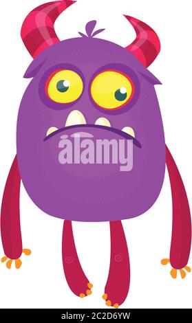Sad and cute cartoon sad  monster. Grumpy expression Stock Vector