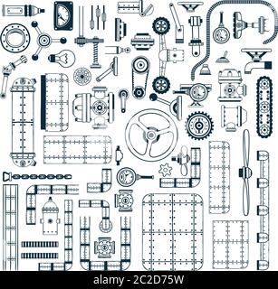 Spare parts for building machines Stock Vector