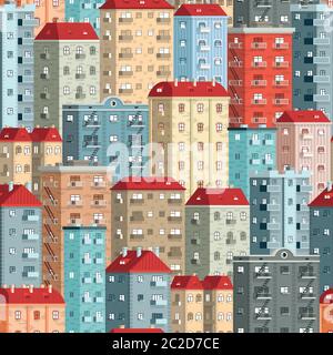Colored European high-rise buildings Stock Vector
