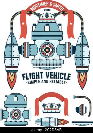 Reactive fantastic flying machine Stock Vector