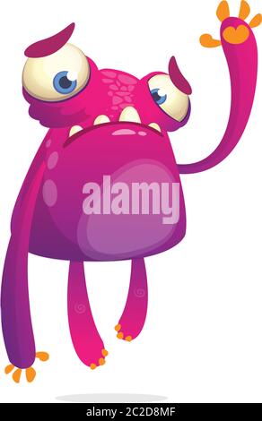 Sad and cute cartoon sad  monster. Grumpy expression Stock Vector