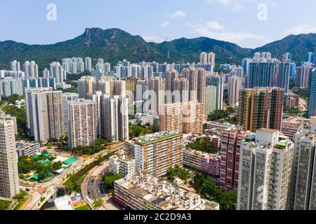 Wong Tai Sin, Hong Kong 12 May 2019: panoramic shot for the city in Hong Kong Stock Photo