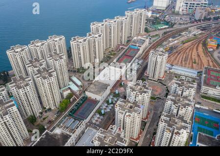 Chai Wan, Hong Kong 22 May 2019: Aerial view of Hong Kong city Stock Photo