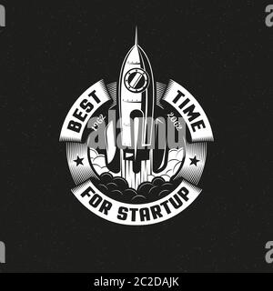 Startup rocket round logo Stock Vector