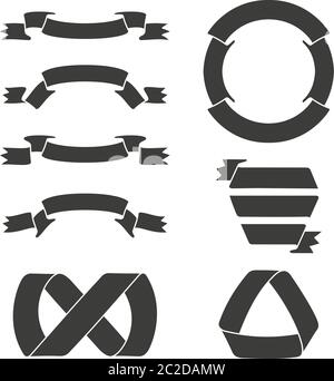 Black ribbon banners circular Stock Vector