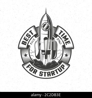 Logo with a launching spaceship Stock Vector