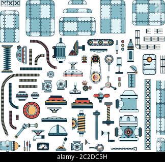 set of colored industrial spare parts Stock Vector