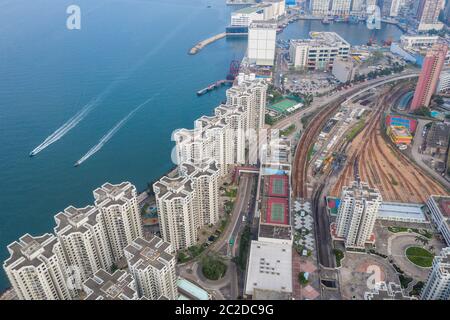 Chai Wan, Hong Kong 22 May 2019: Aerial view of Hong Kong city Stock Photo