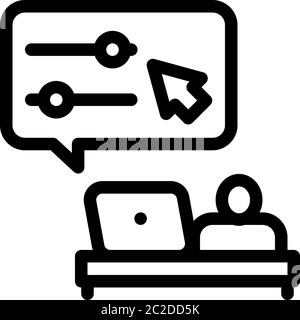 desktop movie maker icon vector outline illustration Stock Vector