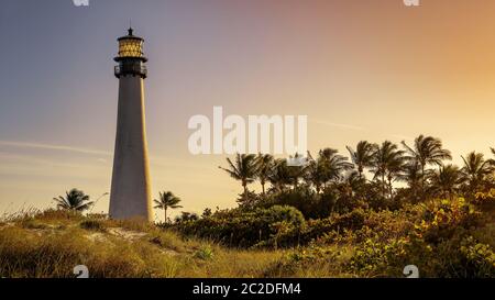 cape florida lighthouse while sunset, miami Stock Photo