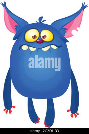Sad and cute cartoon sad  monster. Grumpy expression Stock Vector