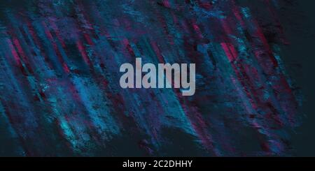 Dark moody distorted abstract light streaks glitch background banner texture of random diagonal magenta streaks blended with pixelated black and blue Stock Photo