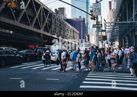 New York City / USA - JUL 13 2018: Rush hour traffic at seventh avenue in midtown Manhattan Stock Photo