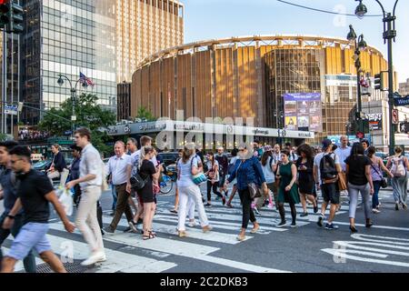 New York City / USA - JUL 13 2018: Penn Station view from 34th street in midtown Manhattan Stock Photo