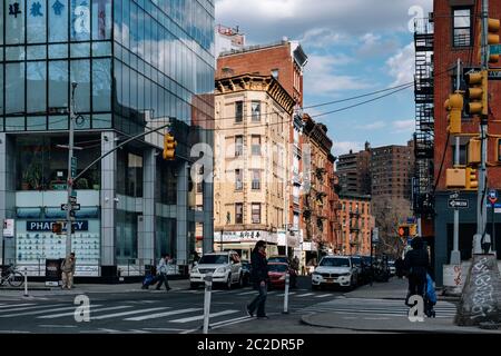 Allen Street view of Chinatown in Lower Manhattan Stock Photo