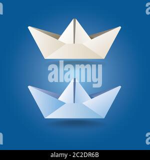 set of stylized paper boat in soft colors. can be used in a variety of tasks and projects such as advertising, animation, printed matter, etc. Stock Vector