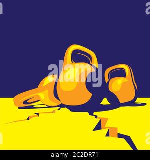 stylized illustration on the theme of sports, weightlifting and abstract definition of a large mass and weight Stock Vector