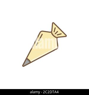 Icing bag with nozzle vector icon symbol isolated on white background Stock Vector