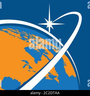 stylized vector illustration earth view from orbit. illustration can be use in a variety of purposes, from the background and icons to your web design Stock Vector